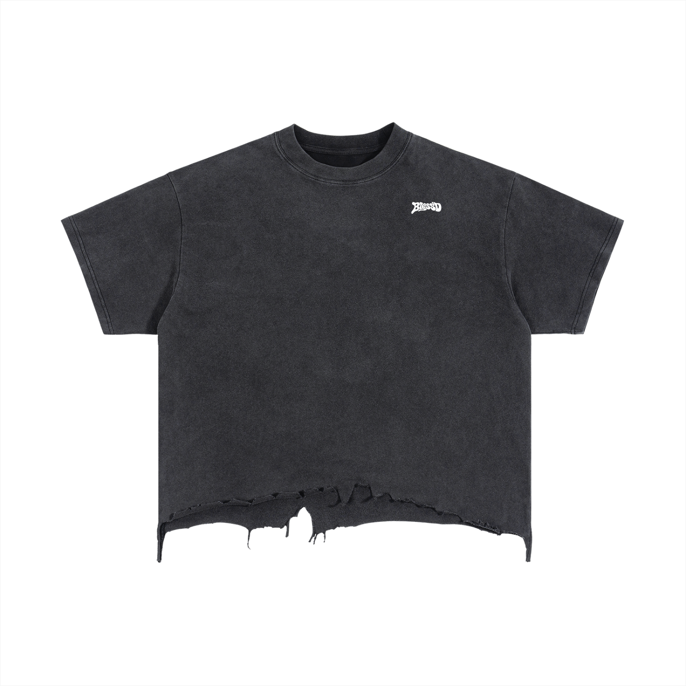 Vintage Wash Boxy Distressed Hem T-Shirt