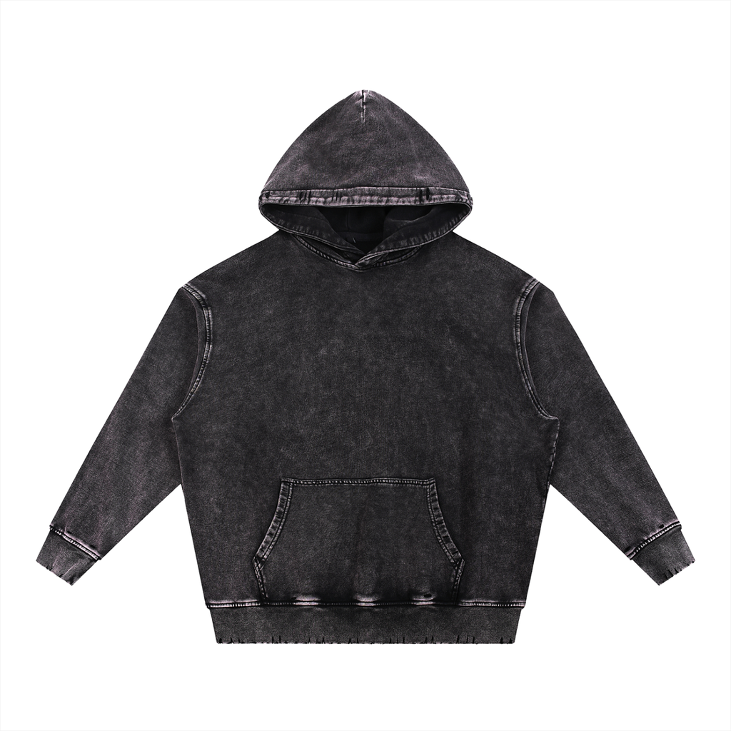 Snow Wash Hand-Frayed Heavyweight  Hoodie