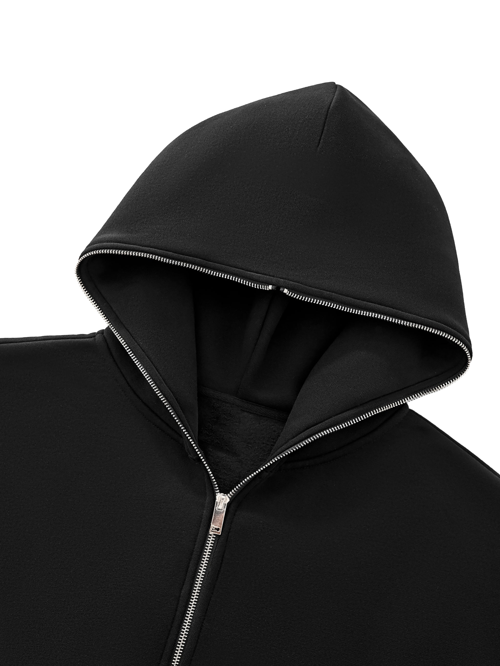 Fleeced Full-Zip Boxy Hoodie