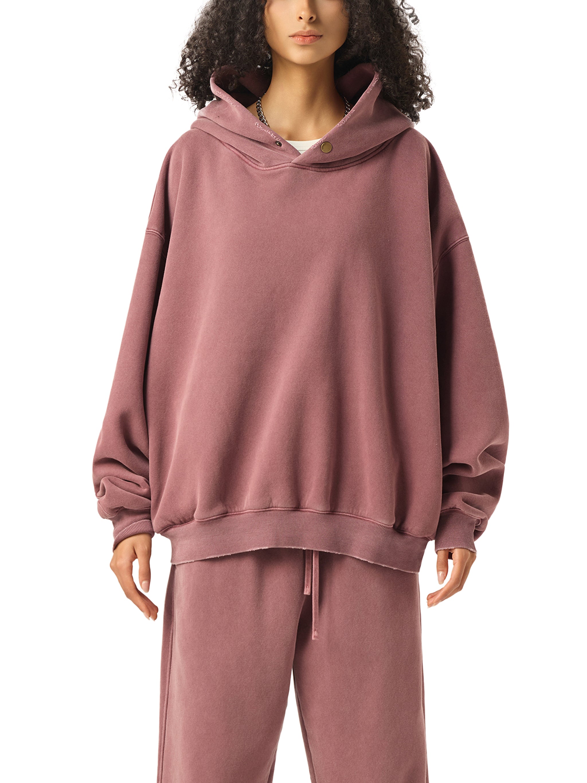 Frayed Enzyme Washed Fleece Hoodie